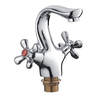 Смеситель для умывальника, силумин, керамическая кран-букса F10731-B, хром