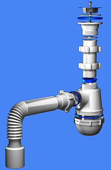 Сифон АНИ "ГРОТ" 1 1/2"*40/50  с гофрой+выпуск /A0115