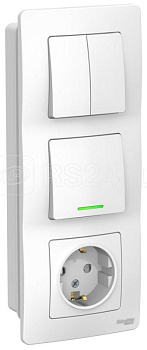 Блок внутренний розетка+3кл.выкл.(2кл.+1кл.с подсветкой)/BLANCA/215х85х52.5/ВхШхГ