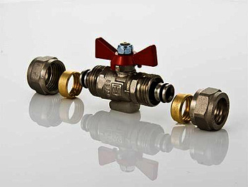 VALTEC Кран шаровый под обжим 16 мм ручка бабочка /343