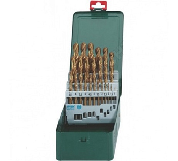 Набор сверел по металлу FTools 1,0-13,0(0,5) 25шт./Н2502/Н006 титан,  металлический футляр