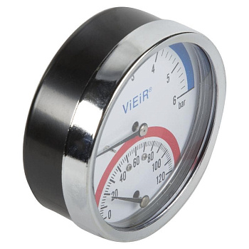 Термоманометр горизонтальный 80мм 1/2-6бар(0-120С)/TGML120680